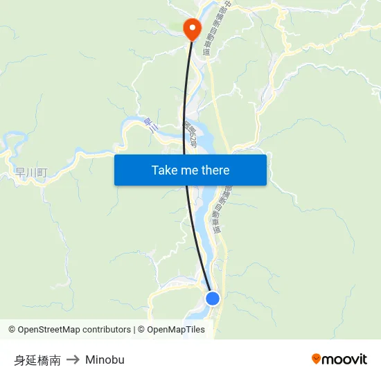 Minobu Bridge South to Minobu map