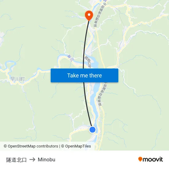 North Tunnel Entrance to Minobu map