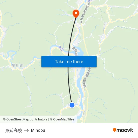 Minobu High School to Minobu map