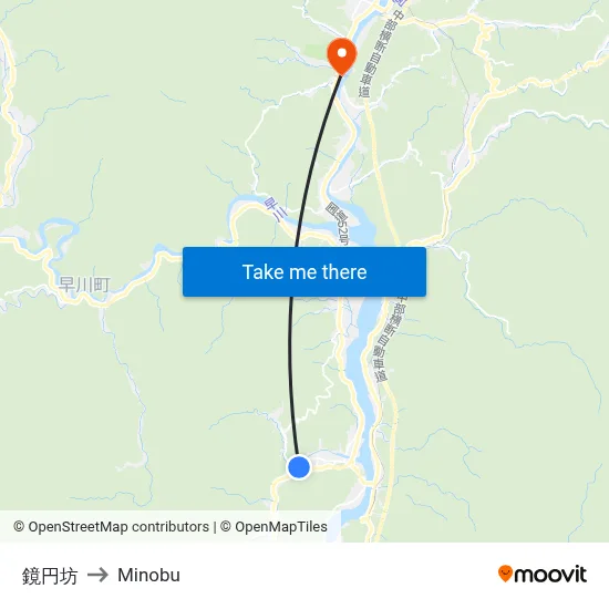 Kyoendo to Minobu map