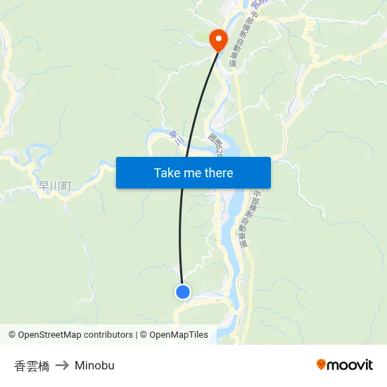 Koun Bridge to Minobu map