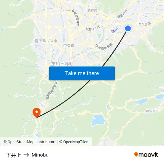 Shimoiue to Minobu map