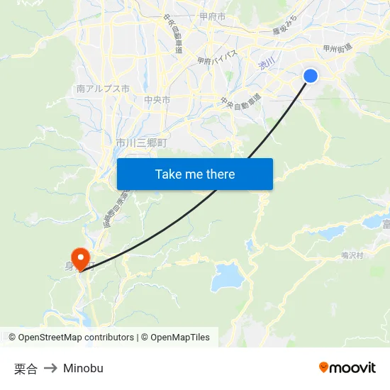 Kuriai to Minobu map