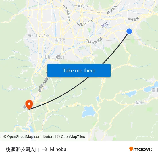 Togenkyo Park Entrance to Minobu map
