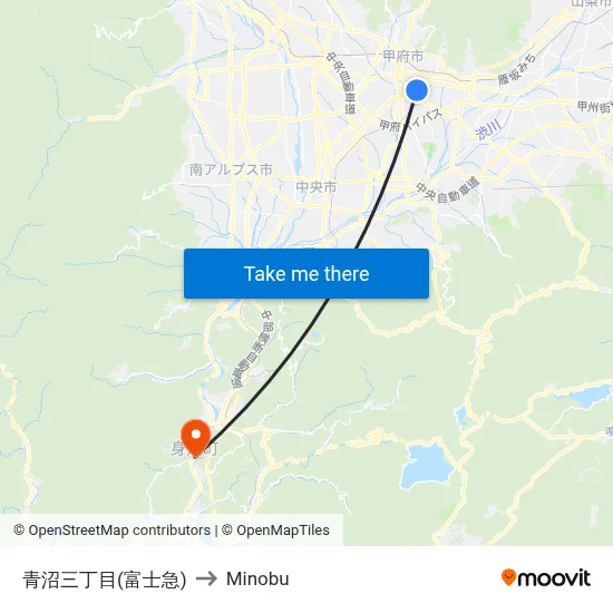 Aonuma 3-chome (Fujikyu) to Minobu map