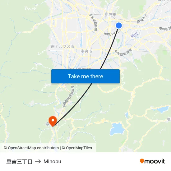 Satoyoshi 3-chome to Minobu map