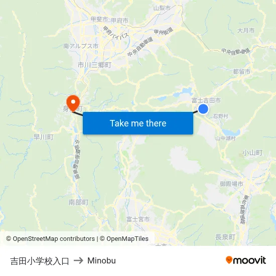 吉田小学校入口 to Minobu map