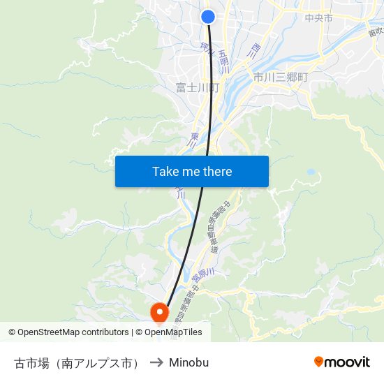 古市場（南アルプス市） to Minobu map