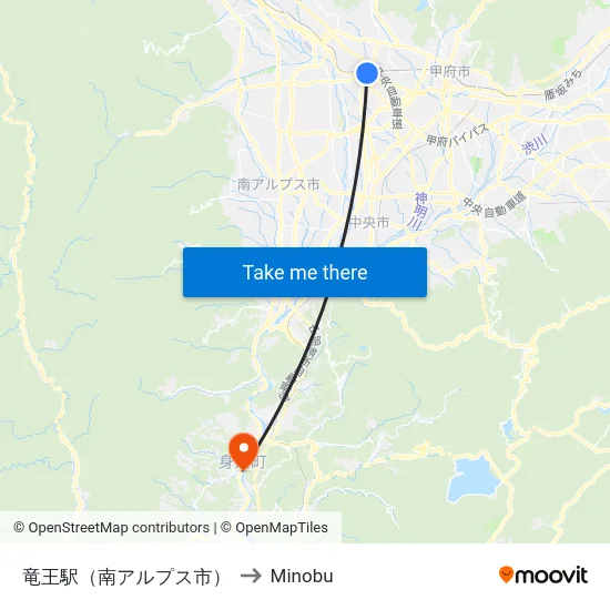 竜王駅（南アルプス市） to Minobu map