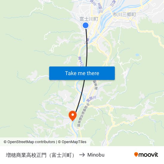 増穂商業高校正門（富士川町） to Minobu map