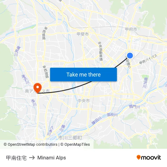 Konan Housing to Minami Alps map