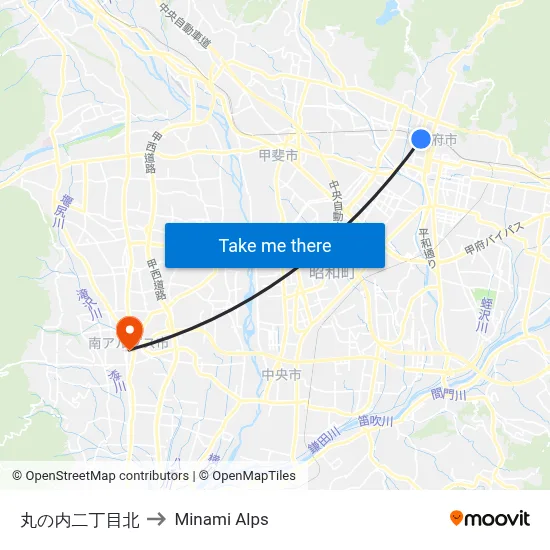 Marunouchi 2-chome North to Minami Alps map