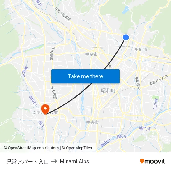Prefectural Housing Entrance to Minami Alps map