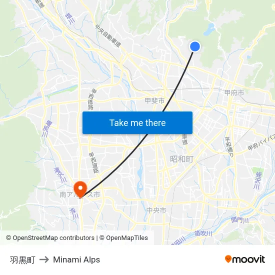 Haguro Town to Minami Alps map