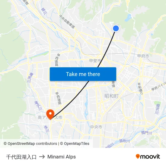 Lake Chiyoda Entrance to Minami Alps map
