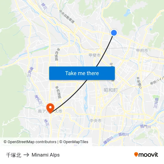 Chizuka North to Minami Alps map