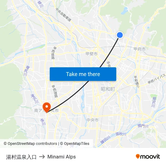 Yumura Onsen Entrance to Minami Alps map