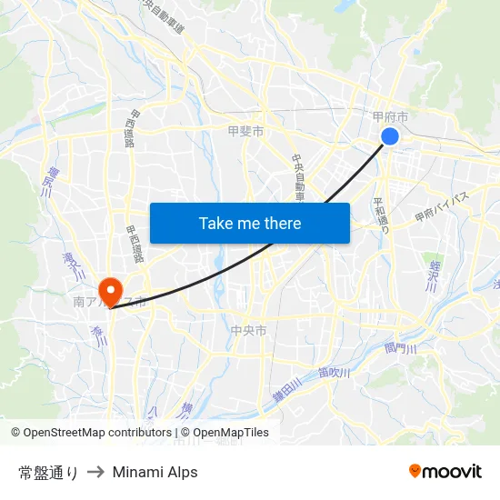 Tokiwa Street to Minami Alps map