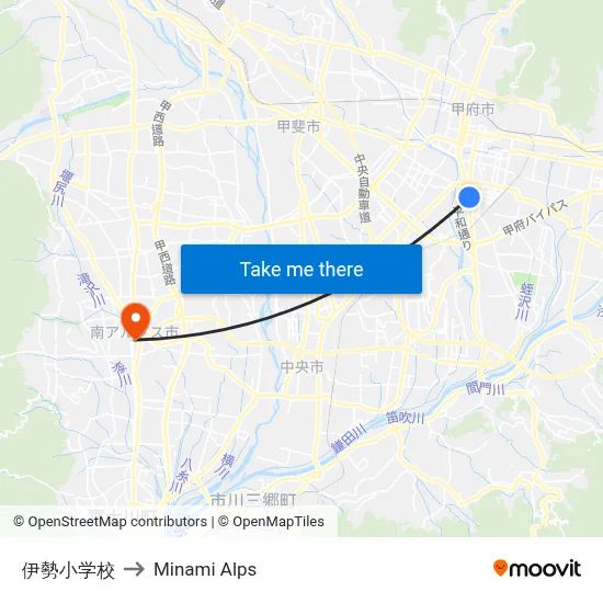 Ise Elementary School to Minami Alps map