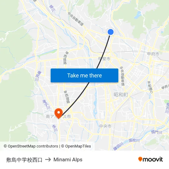 Shikishima Junior High School West Gate to Minami Alps map