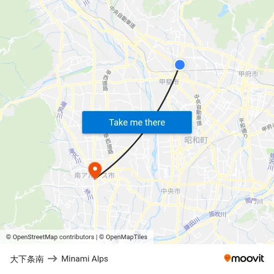 Shimojyo South to Minami Alps map