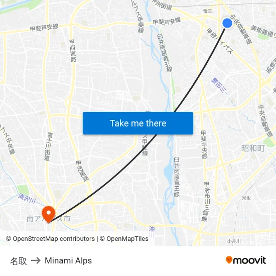 Natori to Minami Alps map