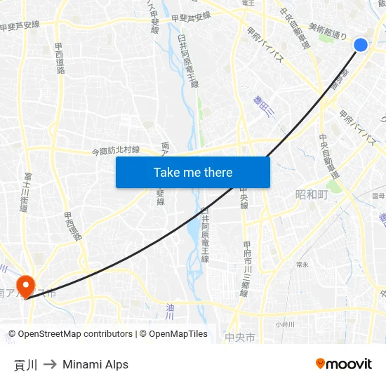 Mitsukawa to Minami Alps map