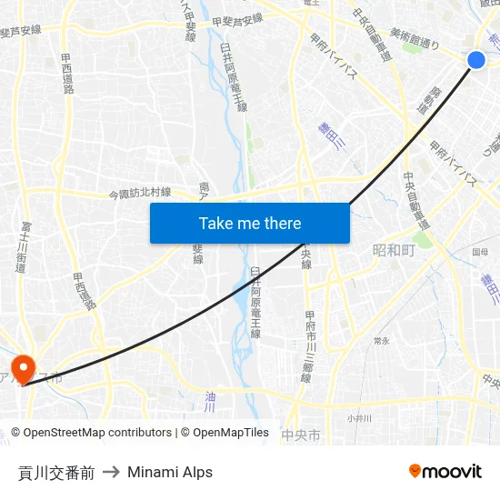 Mitsukawakoban Front to Minami Alps map