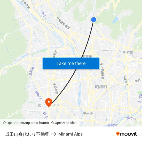 Naritasan Migawari Fudo Temple to Minami Alps map