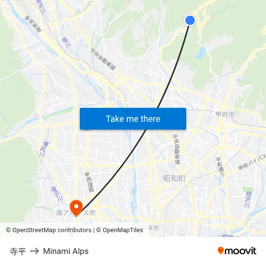 Teradaira to Minami Alps map