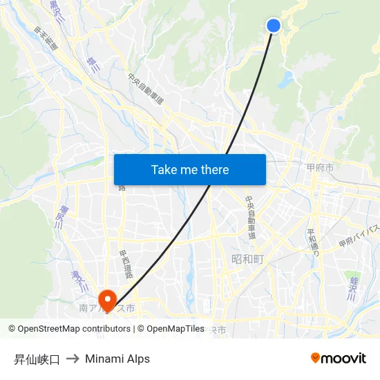 Shosenkyo Entrance to Minami Alps map