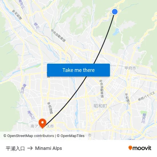 Hirase Entrance to Minami Alps map
