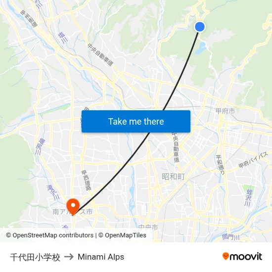 Chiyoda Elementary School to Minami Alps map