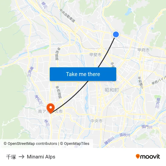 Chizuka to Minami Alps map