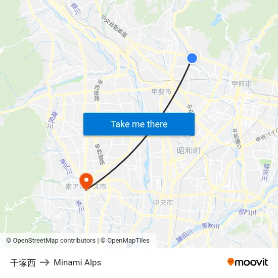 Chizuka West to Minami Alps map