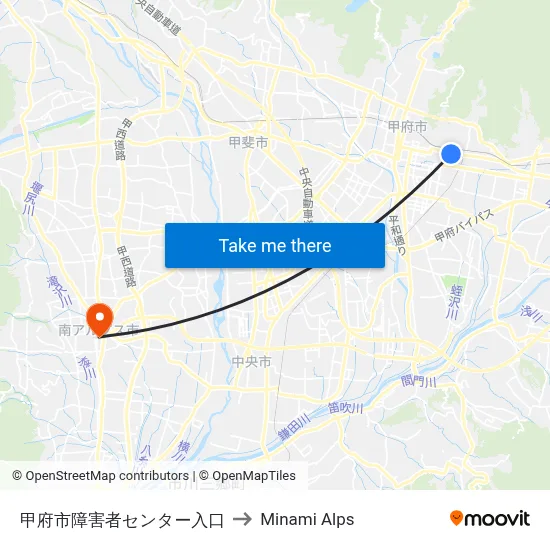Kofu City Disability Center Entrance to Minami Alps map