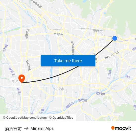 Sakaori Shrine Front to Minami Alps map