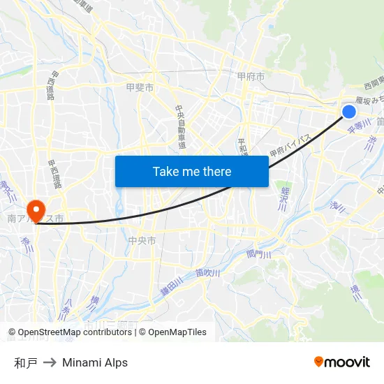 Wado to Minami Alps map