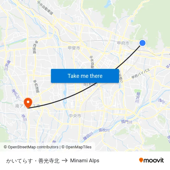 Kaiterasu/Zenko-ji North to Minami Alps map