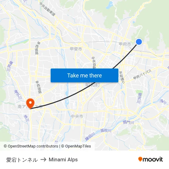 Atago Tunnel to Minami Alps map