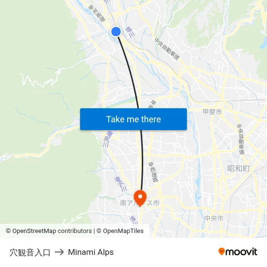 Anakanon Entrance to Minami Alps map