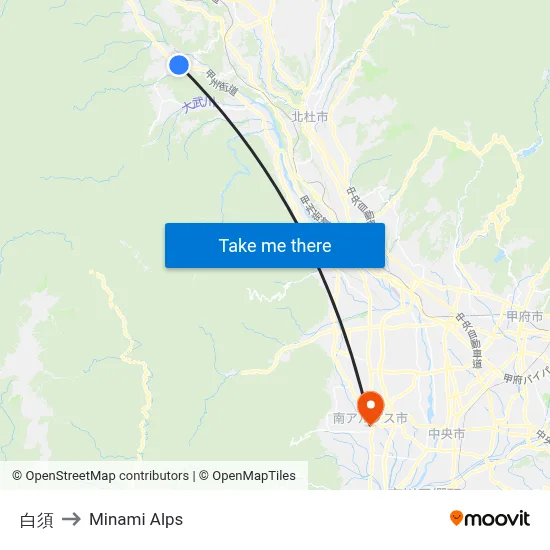 Shirasu to Minami Alps map