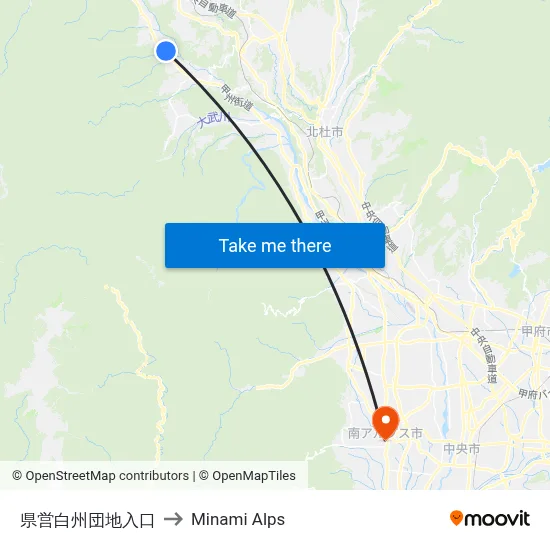 Prefectural Hakushu Housing Complex Entrance to Minami Alps map