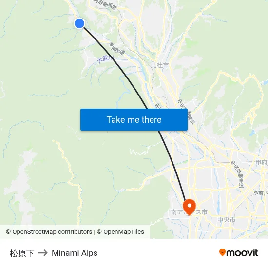 Matsubara Lower to Minami Alps map