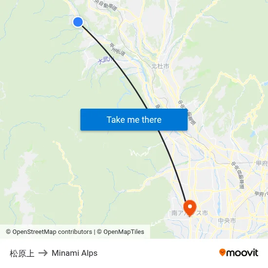Matsubara Upper to Minami Alps map