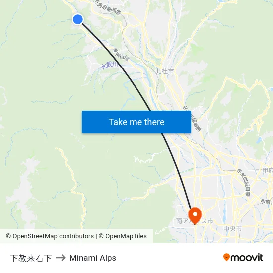 Shimokuraishi-shimo to Minami Alps map