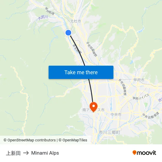 Kami Shinden to Minami Alps map