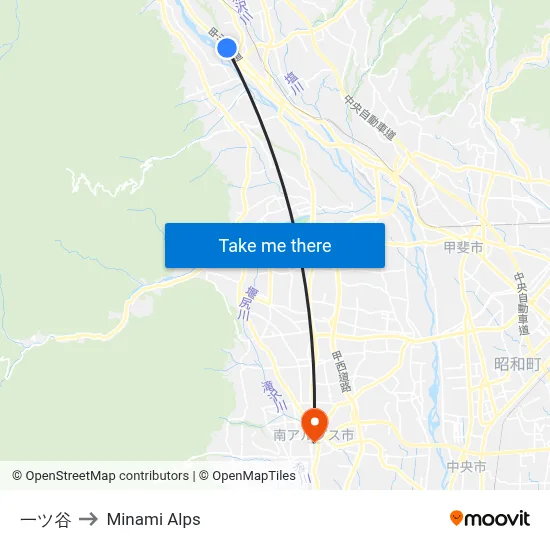 Hitotsutani to Minami Alps map
