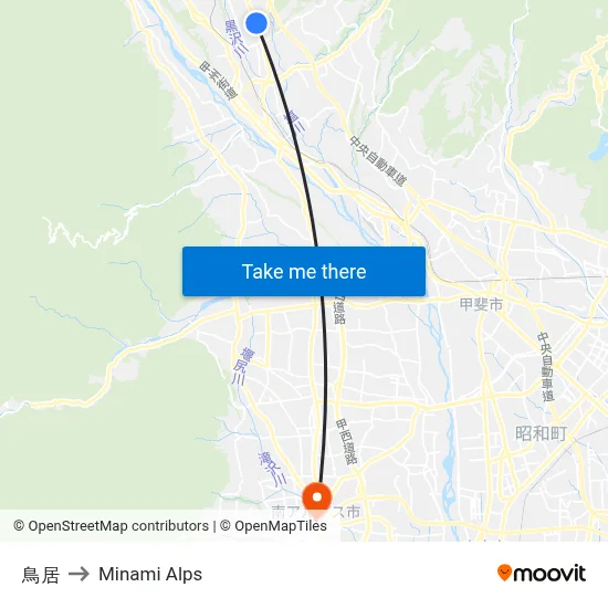 Torii to Minami Alps map