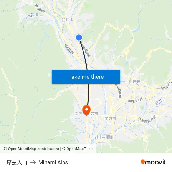 Atsushiba Entrance to Minami Alps map